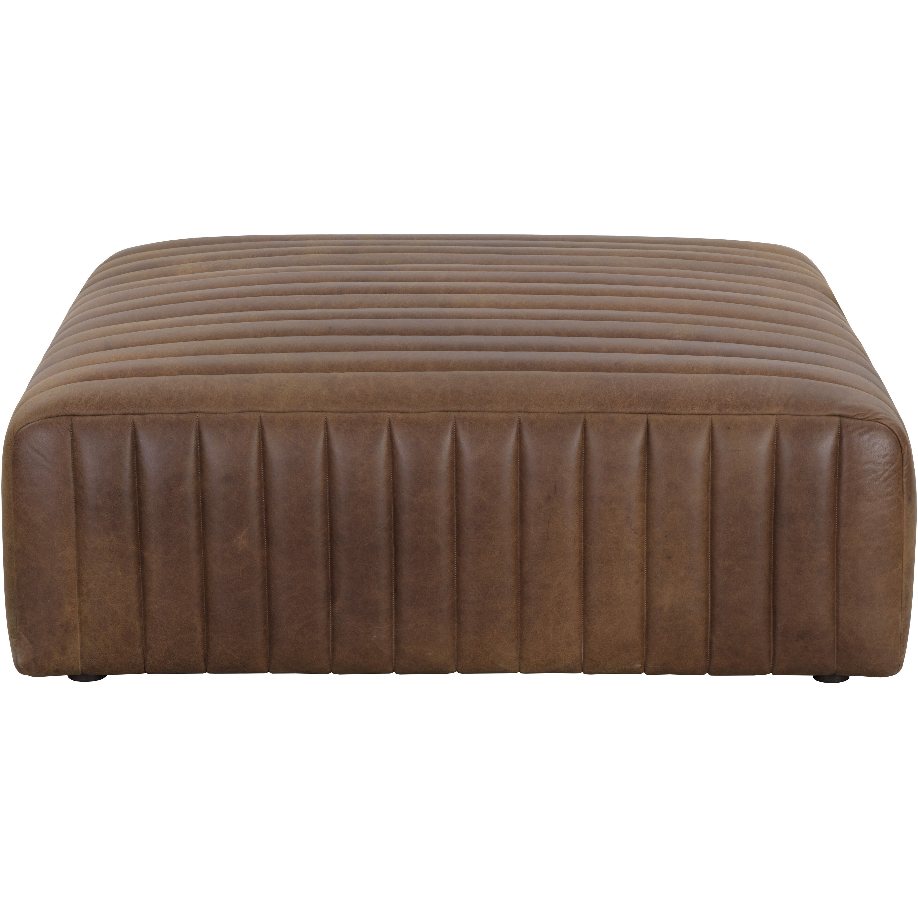 Lewin 17 inch Lucia Tobacco Leather Ottoman